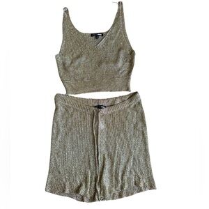 FASHION NOVA GOLD CROCHET COVER UP SET SMALL